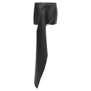 PRADA 2022 Runway black silk satin origami trail train mini skirt IT40 S